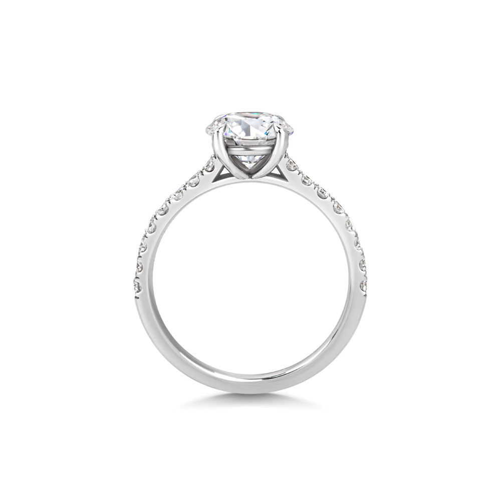 1.5 ct Round F- VVS1 Diamond Pave Moissanite Engagement Ring