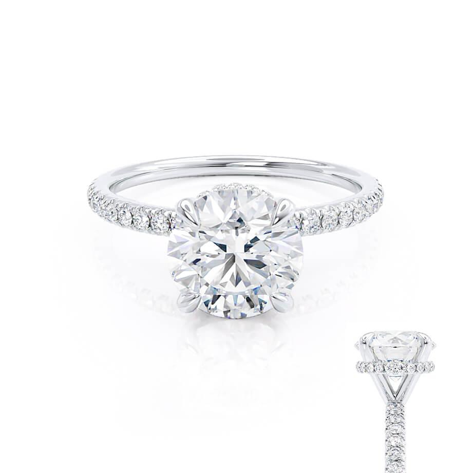 1.0 CT Round Hidden Halo CVD E/VVS2 Diamond Engagement Ring