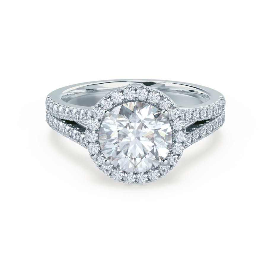 0.50 CT Round Halo CVD F/VS1 Diamond Engagement Ring