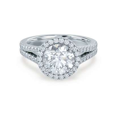 0.50 CT Round Halo CVD F/VS1 Diamond Engagement Ring