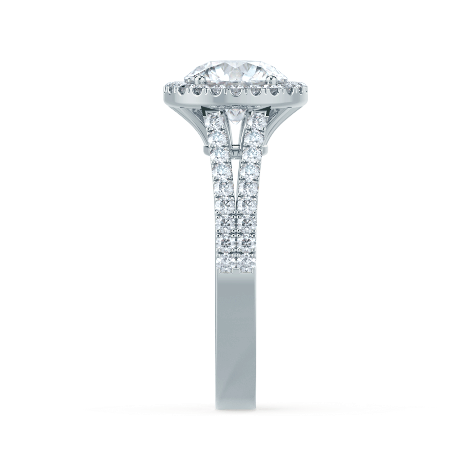 0.50 CT Round Halo CVD F/VS1 Diamond Engagement Ring