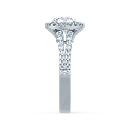 0.50 CT Round Halo CVD F/VS1 Diamond Engagement Ring
