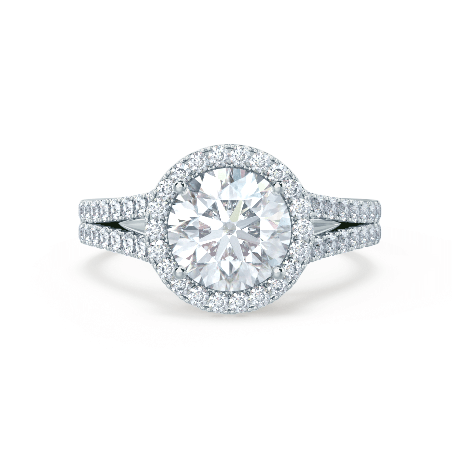 0.50 CT Round Halo CVD F/VS1 Diamond Engagement Ring