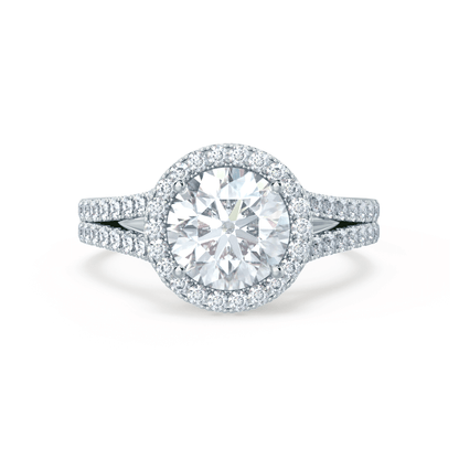 0.50 CT Round Halo CVD F/VS1 Diamond Engagement Ring