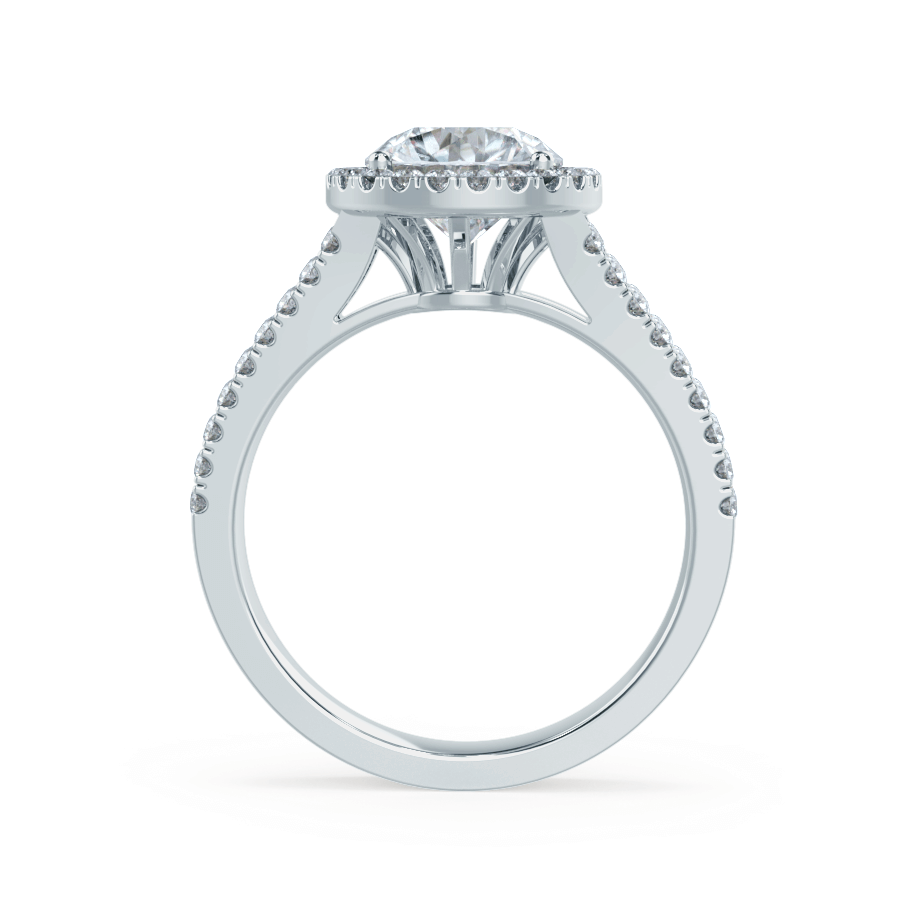 0.50 CT Round Halo CVD F/VS1 Diamond Engagement Ring