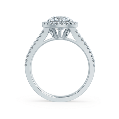 0.50 CT Round Halo CVD F/VS1 Diamond Engagement Ring