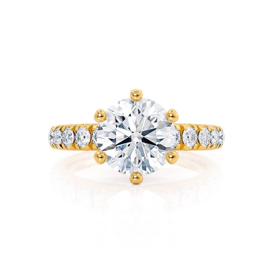 1.90 CT Round Pave Setting CVD E/VS1 Diamond Engagement Ring