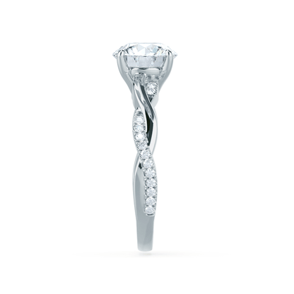 0.75 CT Round Solitaire Twisted CVD E/VVS2 Diamond Engagement Ring