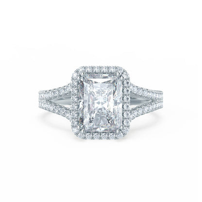 1.50 CT Radiant Halo & Spli Shank CVD F/VVS2 Diamond Engagement Ring