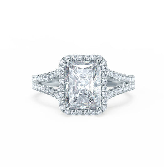 1.50 CT Radiant Halo Split Shank CVD G/VVS1 Diamond Engagement Ring