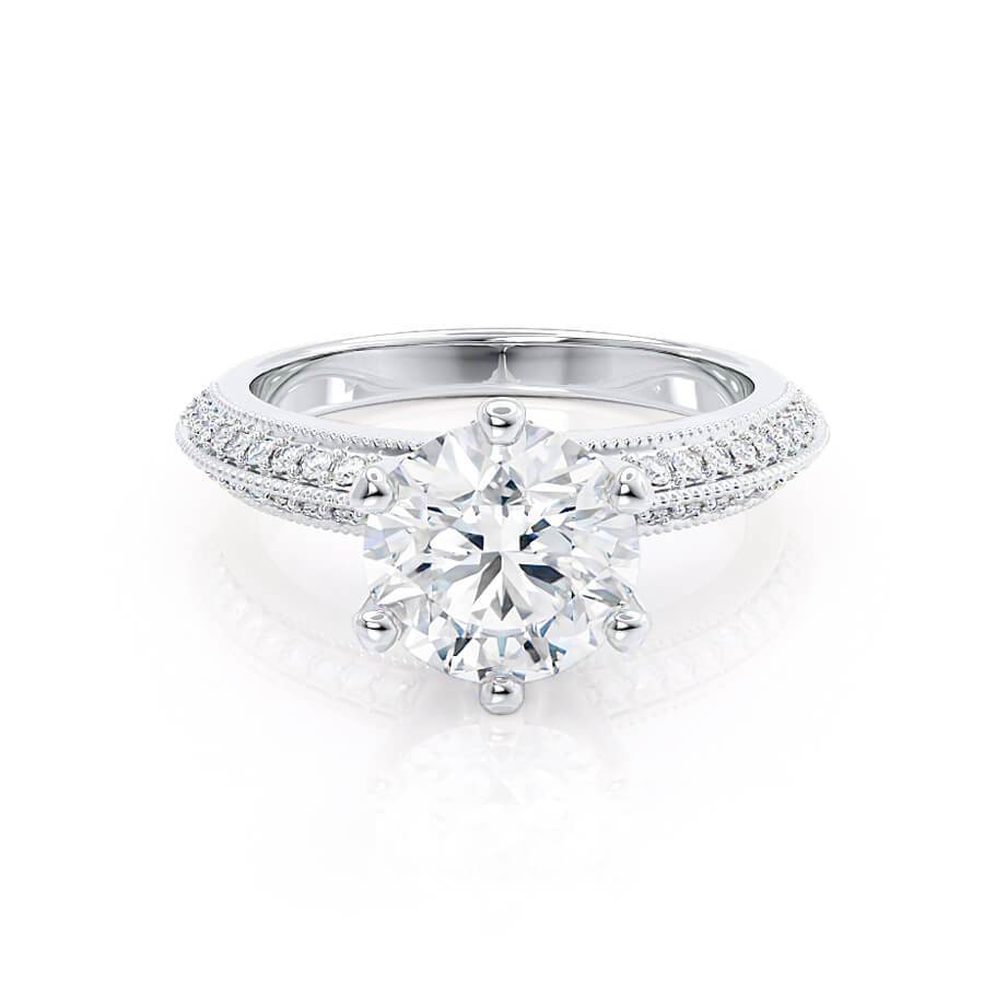 1.20 CT Round Pave Setting CVD E/VS1 Diamond Engagement Ring
