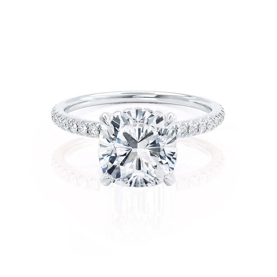 2.50 CT Cushion Hidden Halo CVD F/VVS1 Diamond Engagement Ring