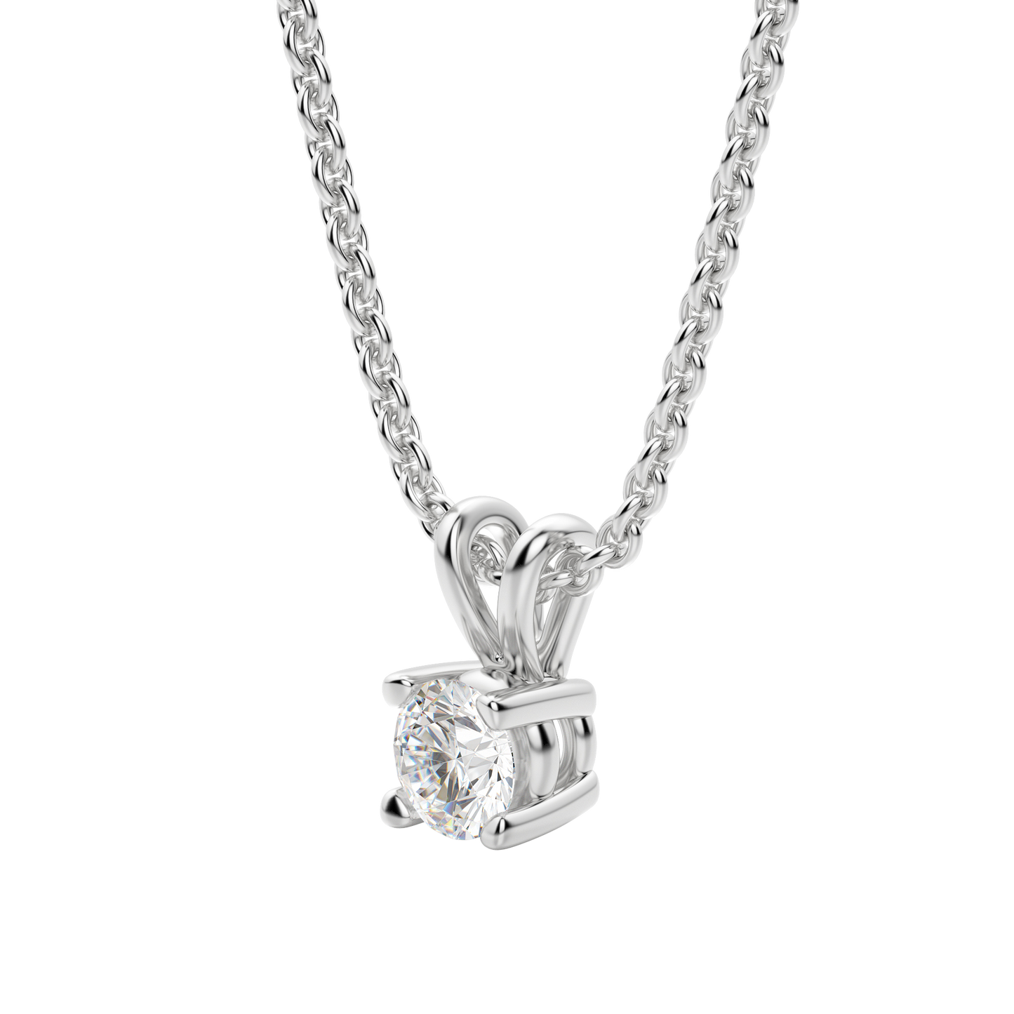 0.25 CT-1.0 CT Round Solitaire CVD F/VS Diamond Necklace