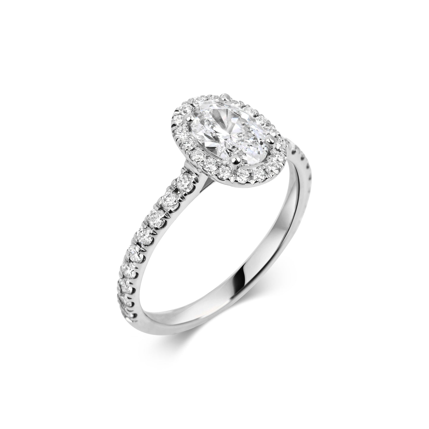 0.7 ct Oval F- VS1 Diamond Halo & Pave Engagement Ring