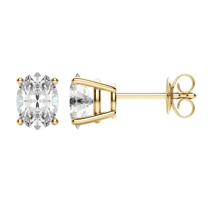 0.50 CT-2.0 CT Oval Solitaire CVD F/VS Diamond Earrings