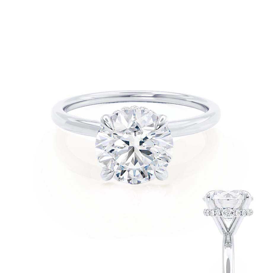 1.50 CT Round Hidden Halo CVD F/VS2 Diamond Engagement Ring