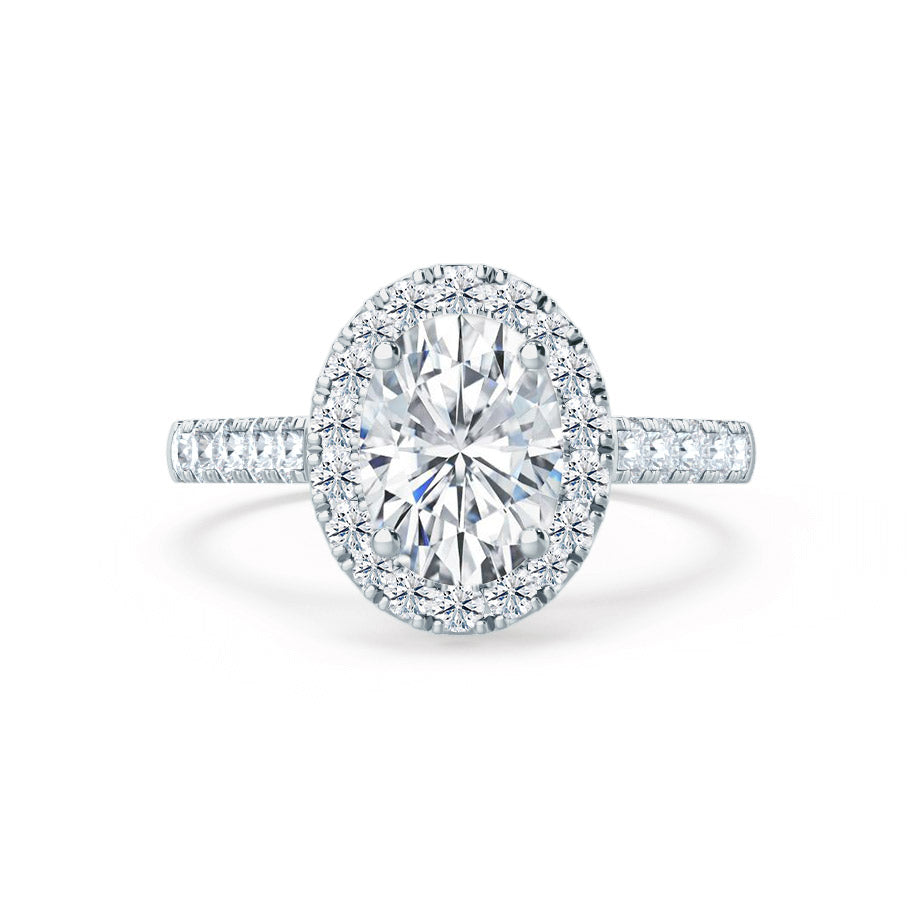 1.50 CT Oval Halo CVD E/VVS1 Diamond Engagement Ring