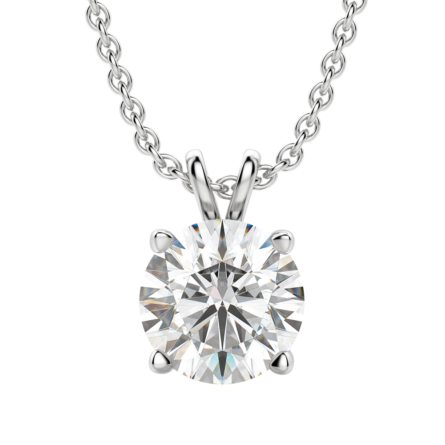 0.25 CT-1.0 CT Round Solitaire CVD F/VS Diamond Necklace