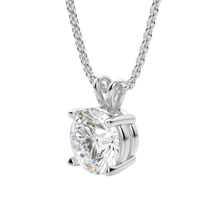 0.25 CT-1.0 CT Round Solitaire CVD F/VS Diamond Necklace