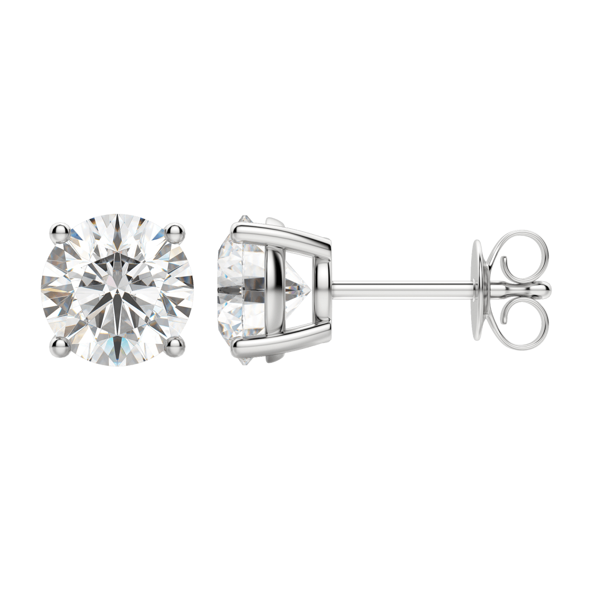 0.50 CT-4.0 CT Round Solitaire CVD F/VS Diamond Earrings