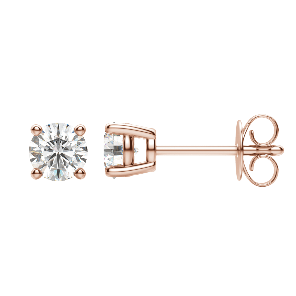 0.50 CT-4.0 CT Round Solitaire CVD F/VS Diamond Earrings