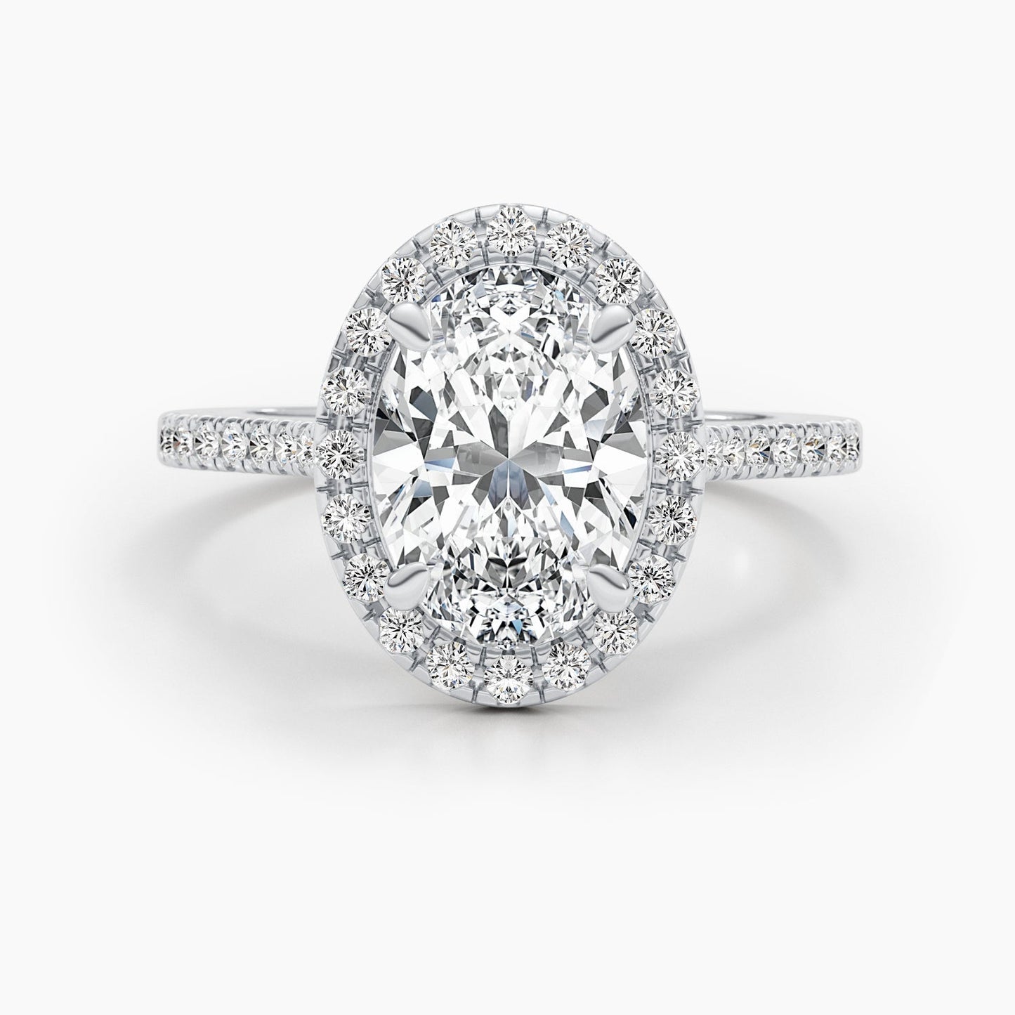 2.58ct Oval E- VS Halo & Pave Diamond Engagement Ring