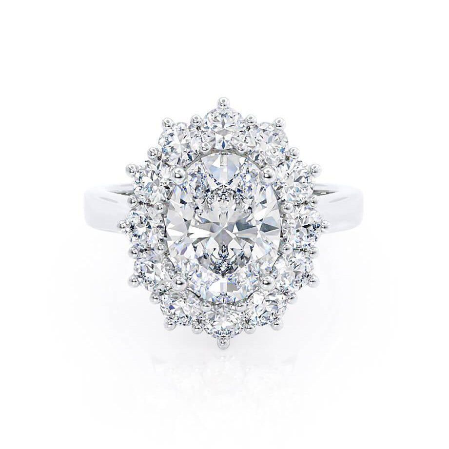 2.0 CT Oval Halo CVD G/VS2 Diamond Engagement Ring