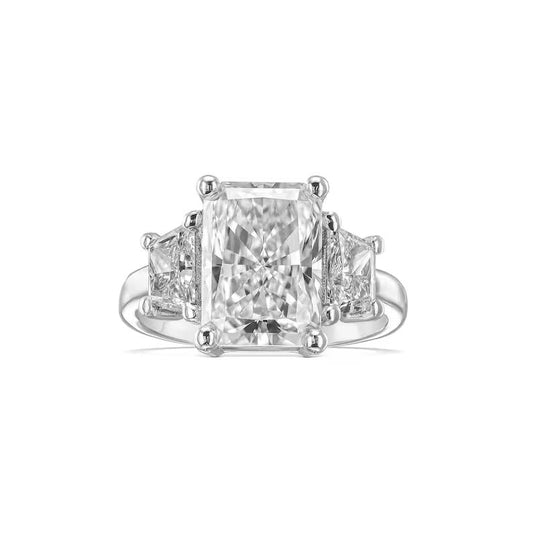 4.0 CT Radiant Three Stone CVD E/VS2 Diamond Engagement Ring