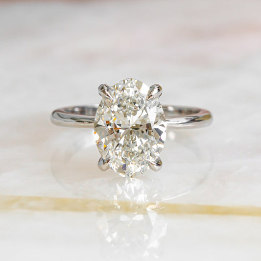 3.05 CT Oval Hidden Halo F/VS2 Diamond Engagement Ring