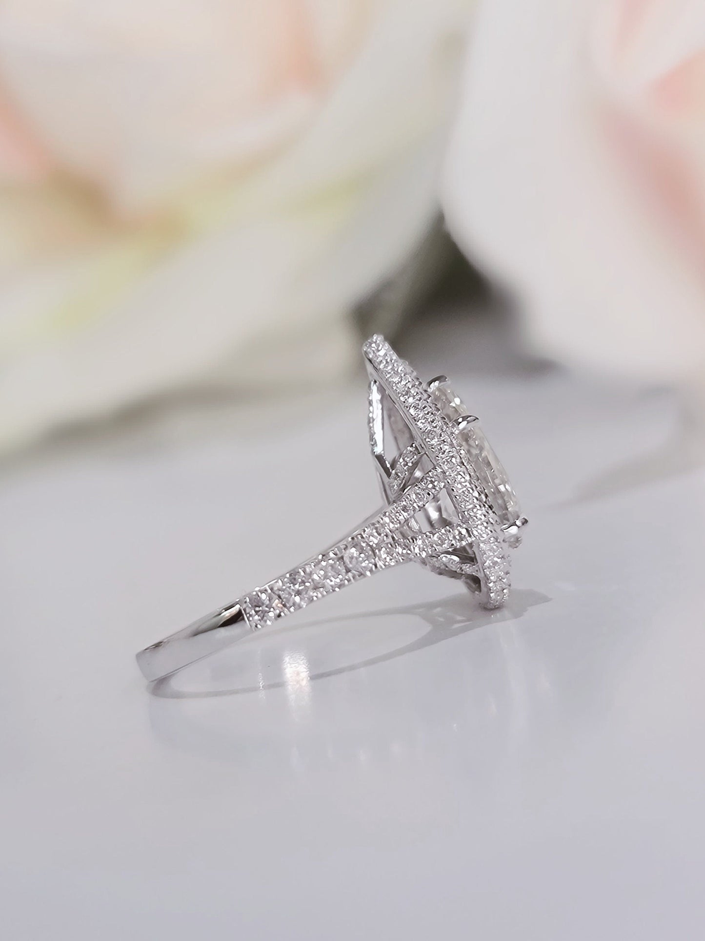 2.30 CT Pear Double Halo CVD G/VS2 Diamond Engagement Ring