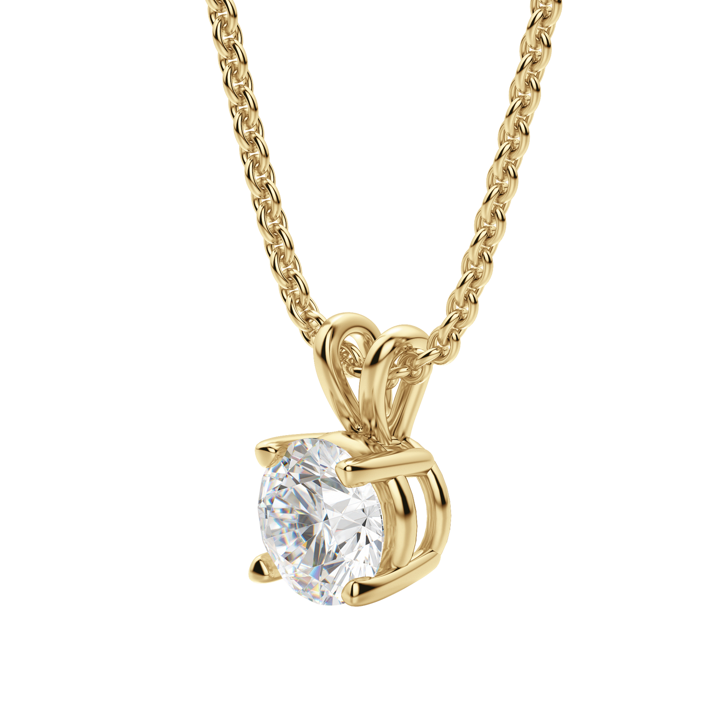 0.25 CT-1.0 CT Round Solitaire CVD F/VS Diamond Necklace