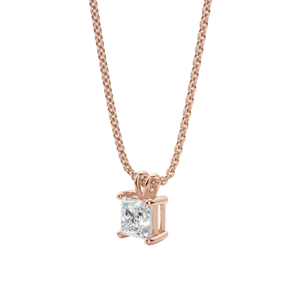 0.25 CT- 1.0 CT Princess Solitaire CVD F/VS Diamond Necklace